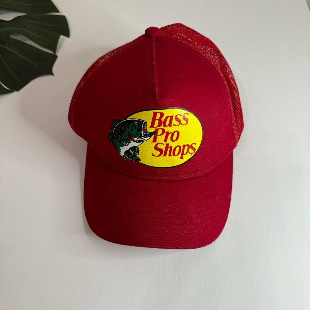 Bass Pro Shops Red Hat with Yellow Logo